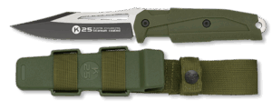 ΜΑΧΑΙΡΙ K25 tactical knife. Green rubber grip bl.11.5cm, 32758