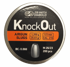 Pellets JSB KO Slug .216, 5.5mm /200pcs (1.35g)