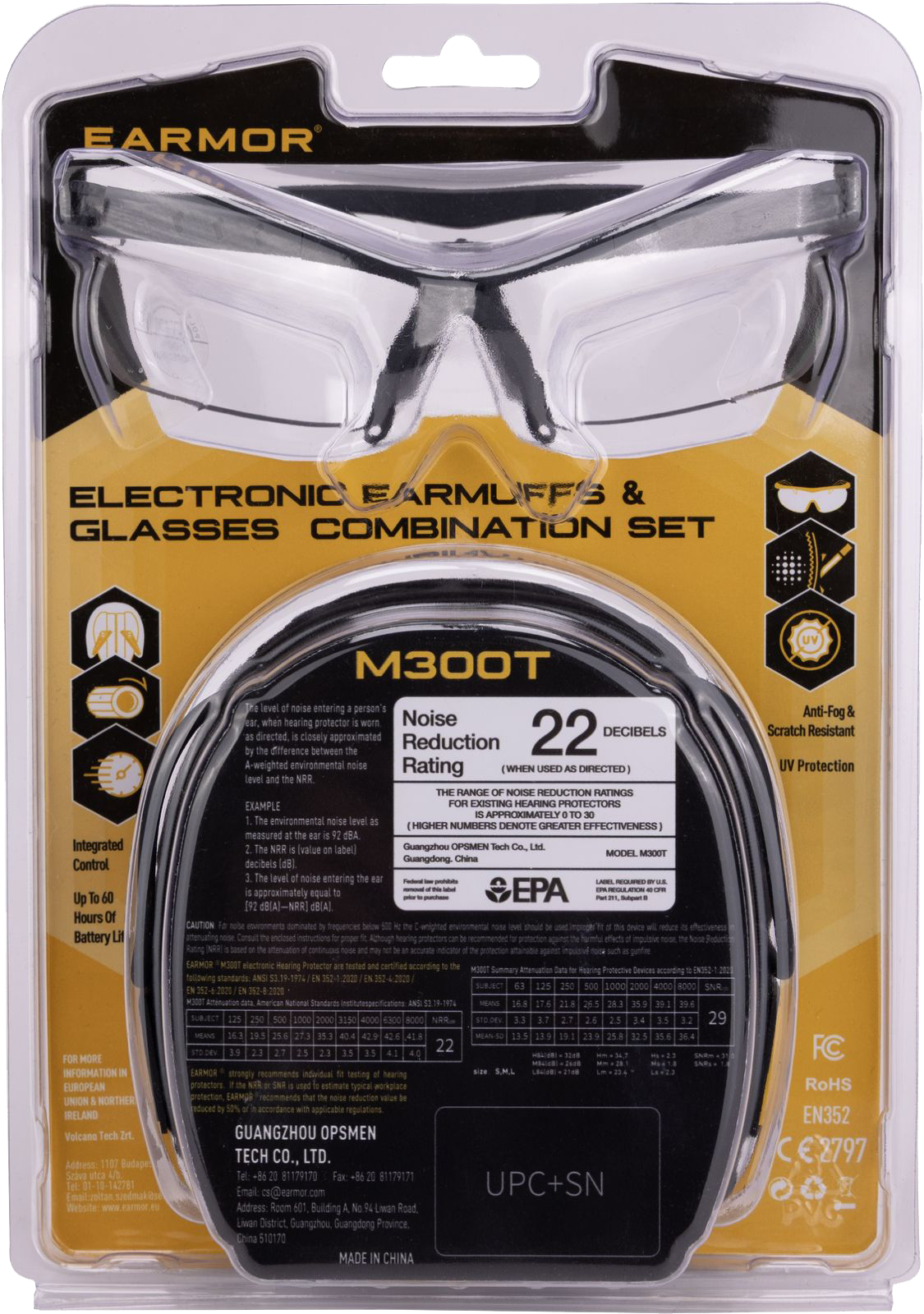 Ωτοασπίδες Ηλεκτρονικές EARMOR M300T-BK + ΓΥΑΛΙΑ G01 - Image 3